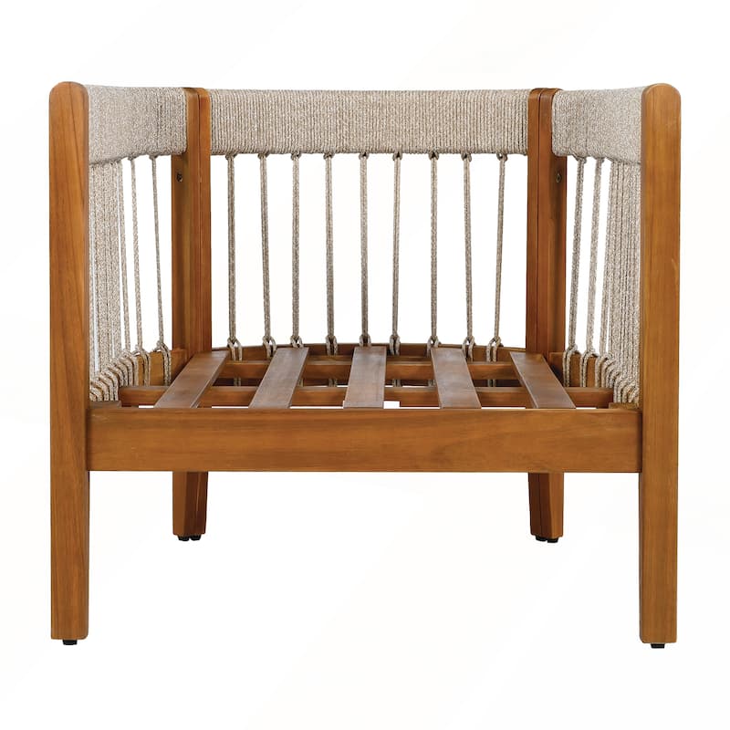Set of 2 Acacia Wood Outdoor Club Chair with Removable Cushions for Porch