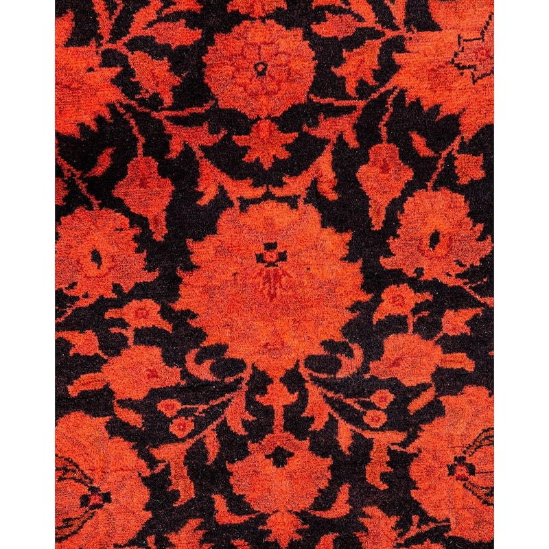 Overton Hand Knotted Wool Vintage Inspired Modern Contemporary Overdyed Orange Area Rug - 3' 2" x 4' 10"
