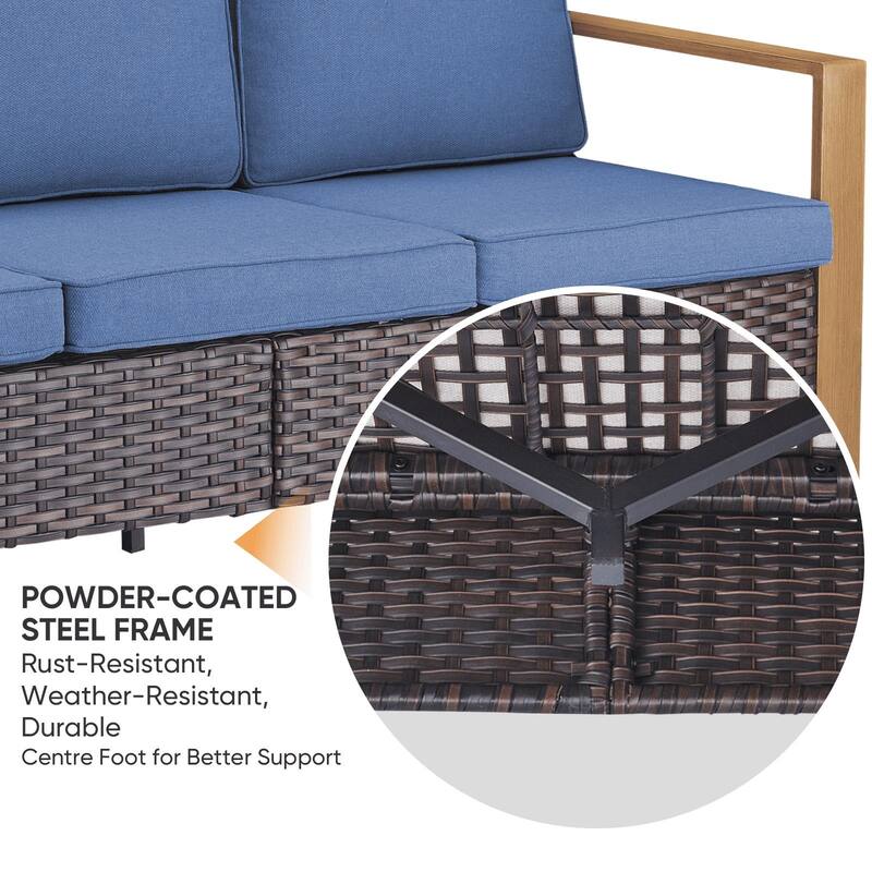 Pocassy 5 Pieces Outoor Patio Sofa Swivel Chair Ottoman Set
