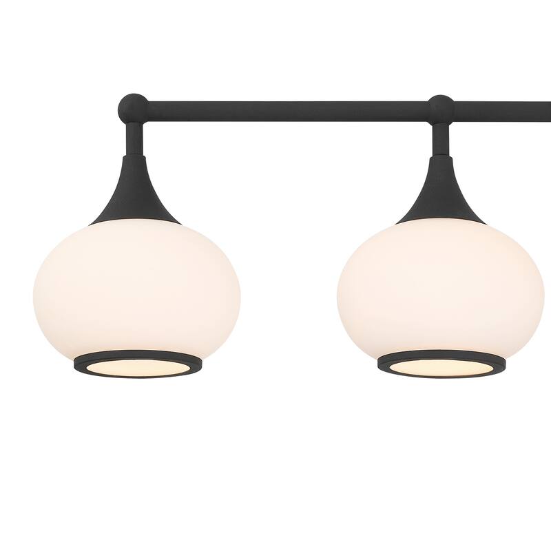 Acroma 5-light Modern Linear Chandelier with Opal Glass Globe Shade Kitchen Island Light