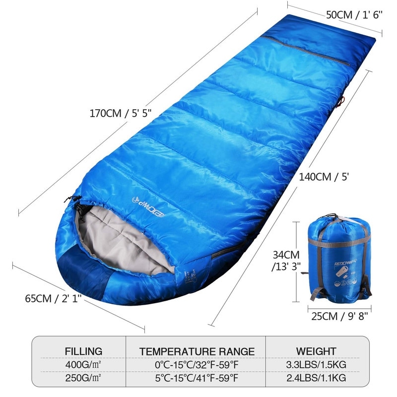 Kids Mummy Sleeping Bag for Camping 3 Season Cold Weather Sleeping Bag Fit Boys Girls Teens Blue