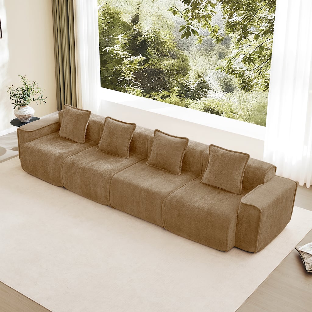 GDFStudio - Modular 4-Seater 138.58" Boneless Velvet Sofa