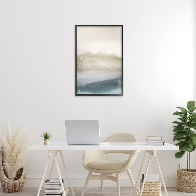 Stupell Vanilla Mountain Peaks View Framed Giclee Art Design By Gemma Bardot