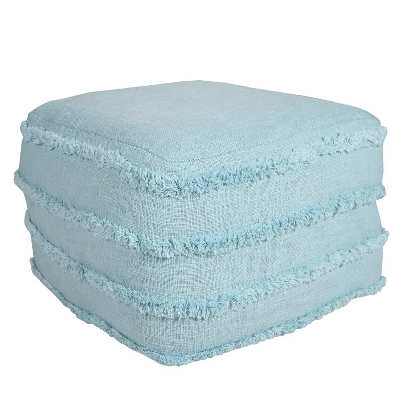 HomeRoots 18" Blue 100% Cotton Ottoman