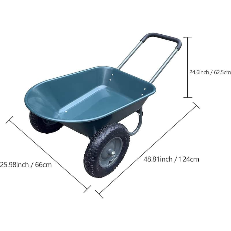 Dual-Wheel Home Garden Yard Utility Wheelbarrow Garden Cart for Home, Yard, and Garden
