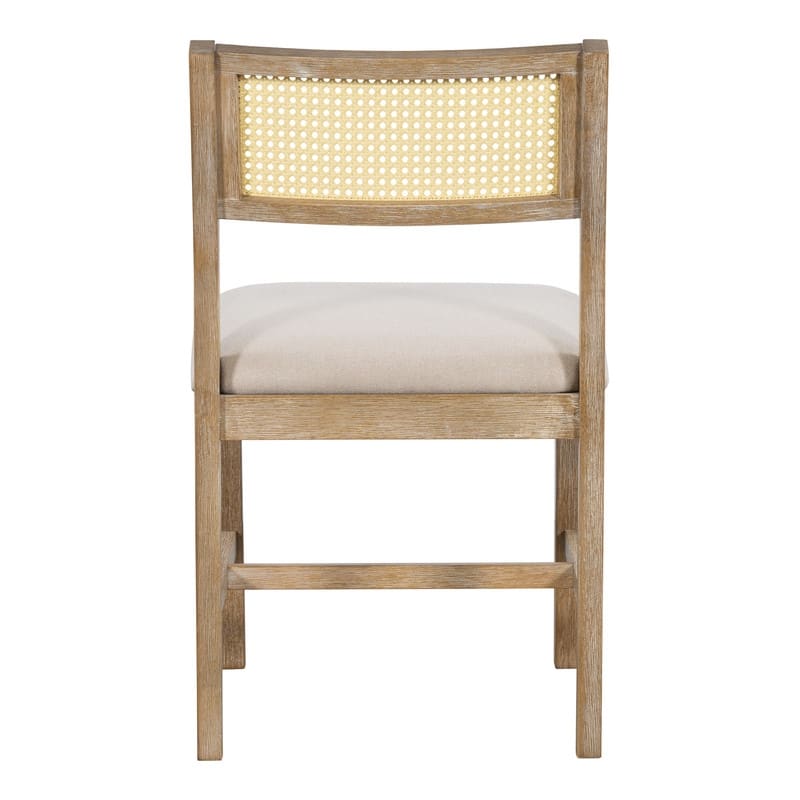6-piece Retro Farmhouse Style Dining Set, Rectangular Table and 4 Upholstered Chairs with Rattan and Bench