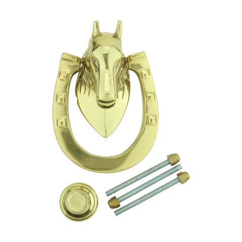 Brass Horse Shaped Door Knocker 5.25" H x 4" W Heavy Duty Solid Brass Tarnish Resistant Lacquered Finish Renovators Supply
