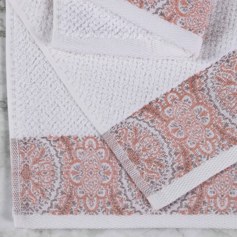 Superior Medallion Cotton Jacquard Texture 3 Piece Assorted Towel Set