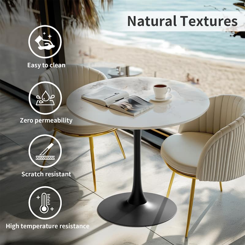 39.37" High Bar Table Round Cafe Bistro Pub Cocktail Kitchen Table Sintered Stone-top