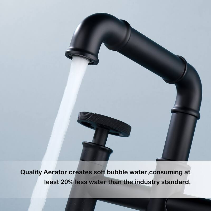 Modern Industrial-style 2-Hole Bathroom Faucet Widespread in Black