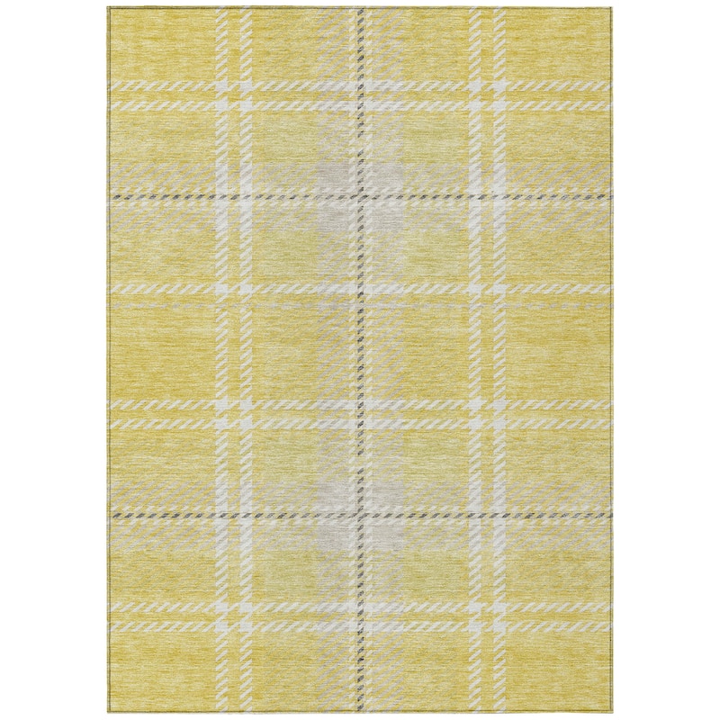 Machine Washable Indoor/ Outdoor Chantille Plaid Cozy Rug