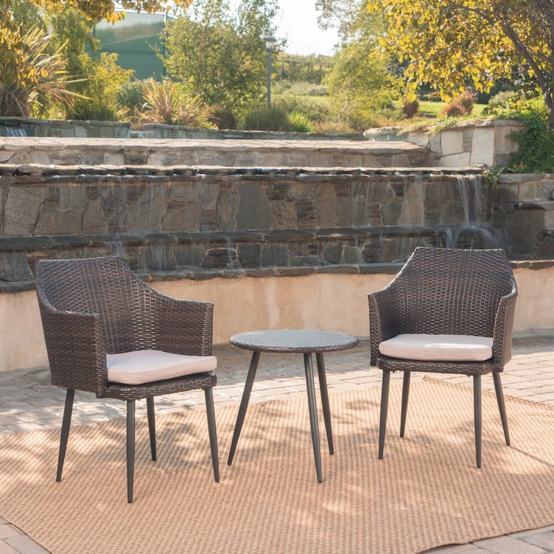 3 PC Wicker Chat Set for Outdoor Intimacy Weather Resistant