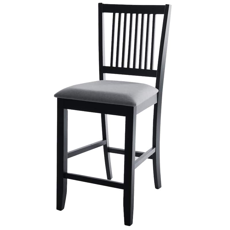 Farmhouse 24.8" Counter Height Chairs Slat Back Padded Wood Bar Stools - 21L×18W×35H