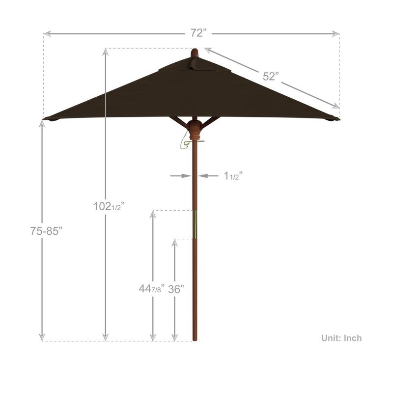 Port Lavaca 6ft Square, Sunbrella Fabric Wooden Patio Umbrella by Havenside Home, Base Not Included