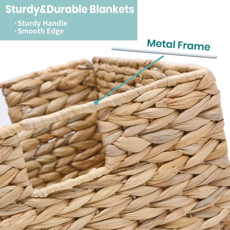 StorageWorks Water Hyacinth Storage Basket Natural Wicker Storage Baskets with Liners (2-Pack)