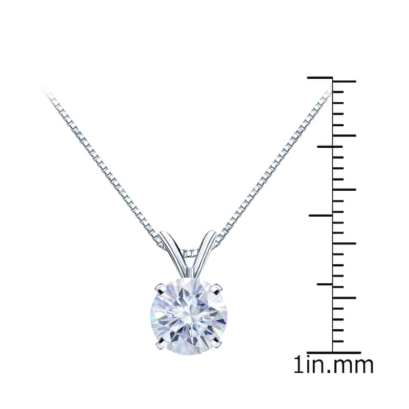 Auriya 18KT Gold 1ctw Round Solitaire Moissanite Necklace - 6.5 mm - 6.5 mm