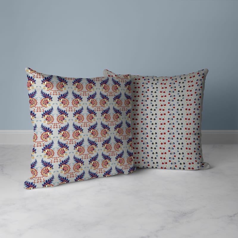Botanical Bouquet Faux Suede Reversible Throw Pillow Silver and Blue