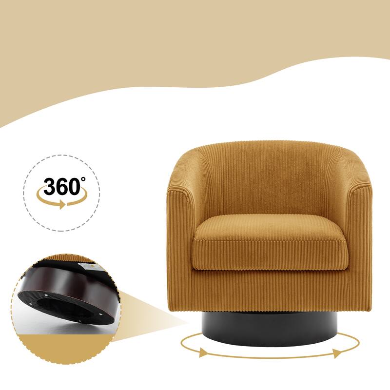Modern Upholstered Barrel Chair Swivel Accent Chair for Living Room