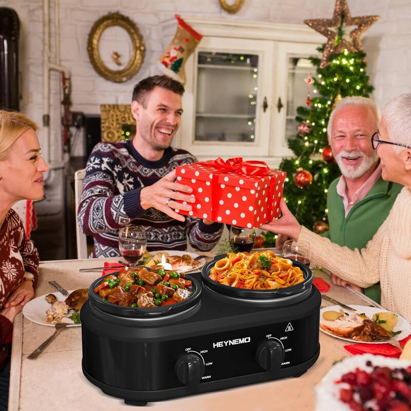Dual Slow Cooker, Buffet Servers and Warmer, Black