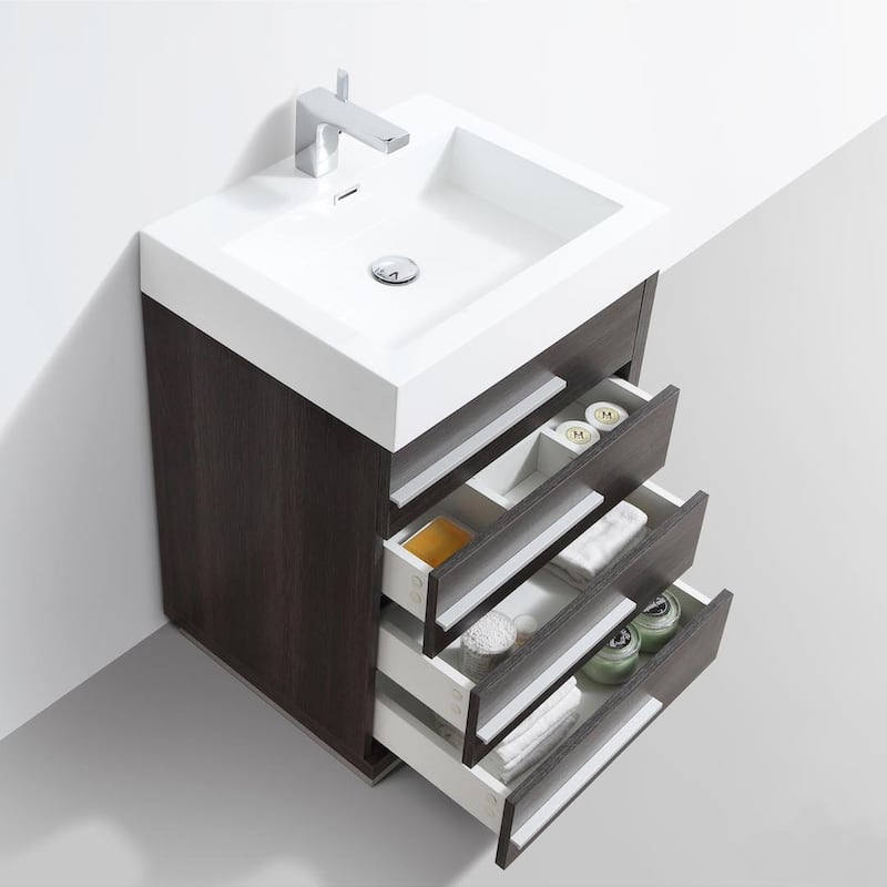 Blossom 24" All-Wood Vanity w/ Acrylic Sink & Mirror, Freestanding