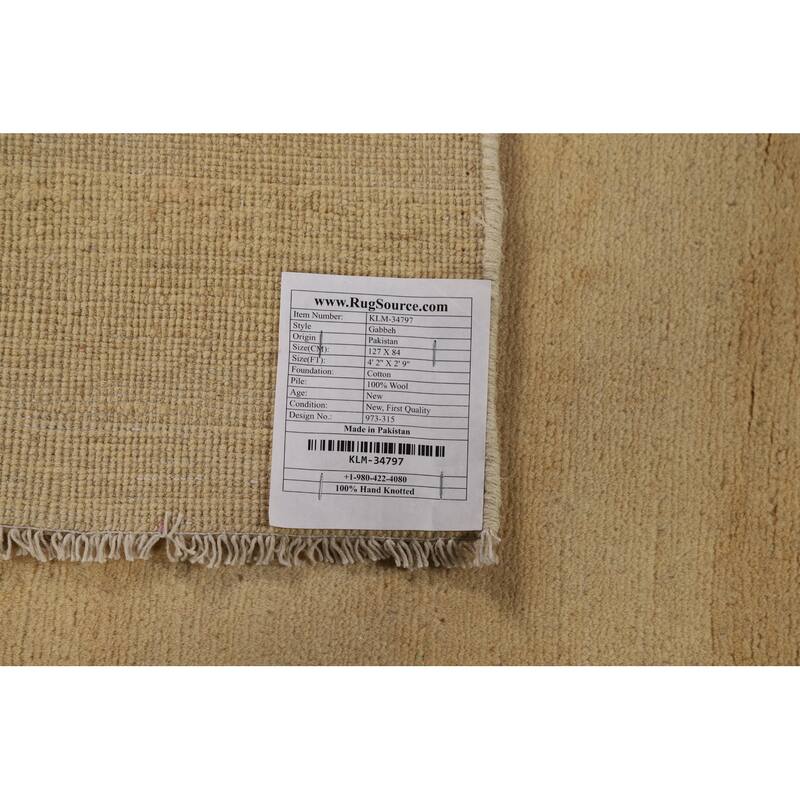 Modern Gabbeh Oriental Rug Handmade Beige Accent Wool Carpet - 2'9"x 4'2"