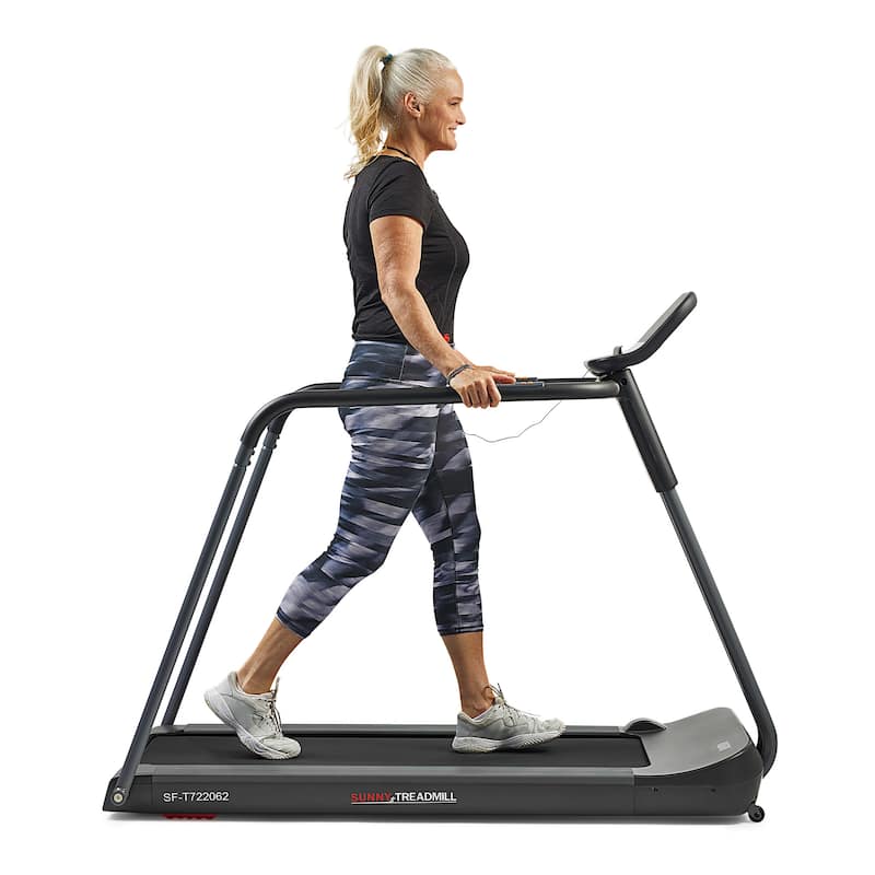 Sunny Health & Fitness Running Treadmill with Handrails - SF-T722062 - Black - 62.6 x 30.5 x 48.8 Inches