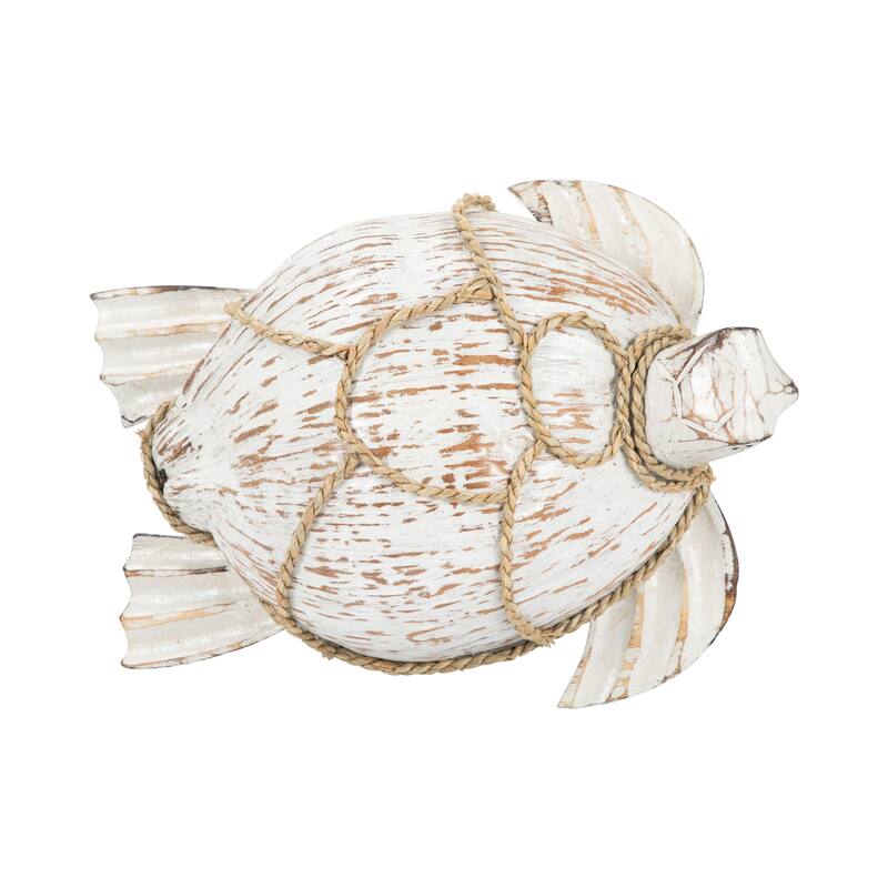 Sagebrook Home 13"Lx10"Wx5"H White/brown, Coconut Shell, Turtle Figurine - 13" x 8" x 4"