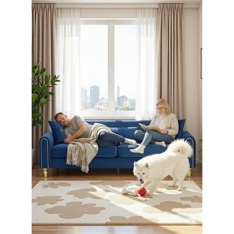87.4" Luxury Loveseat Sofa with Metal Legs, Round Arms