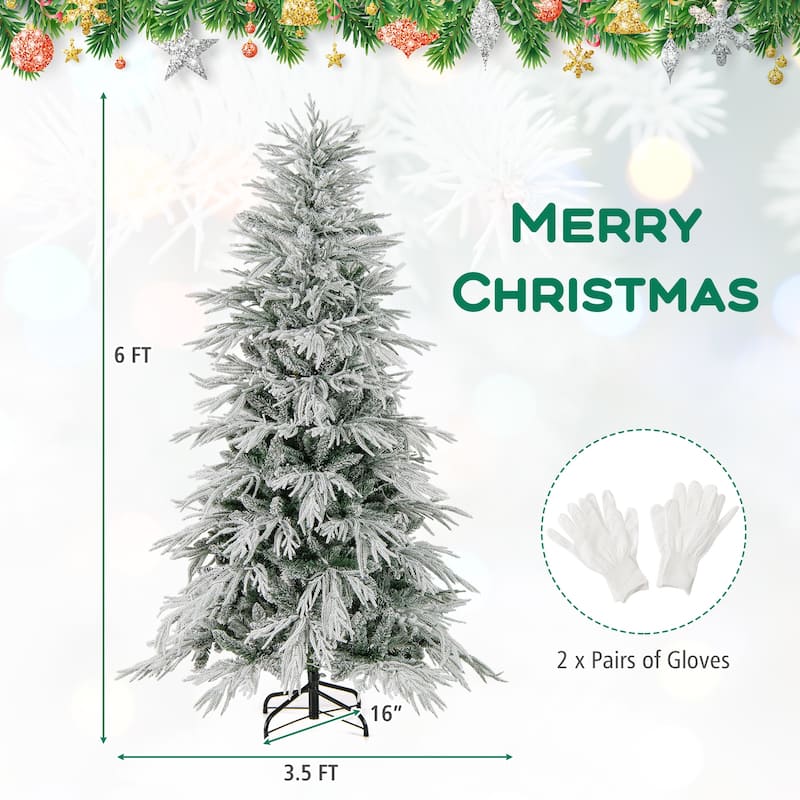 Costway 6/7/8 FT Artificial Christmas Tree with 820 PE PVC Branch Tips - Green & White - See Details