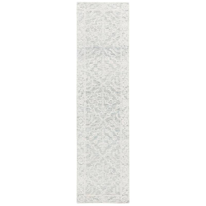 SAFAVIEH Handmade Ebony Leonoor Modern Wool Rug - 2'3" x 9' Runner - Ivory/Light Grey