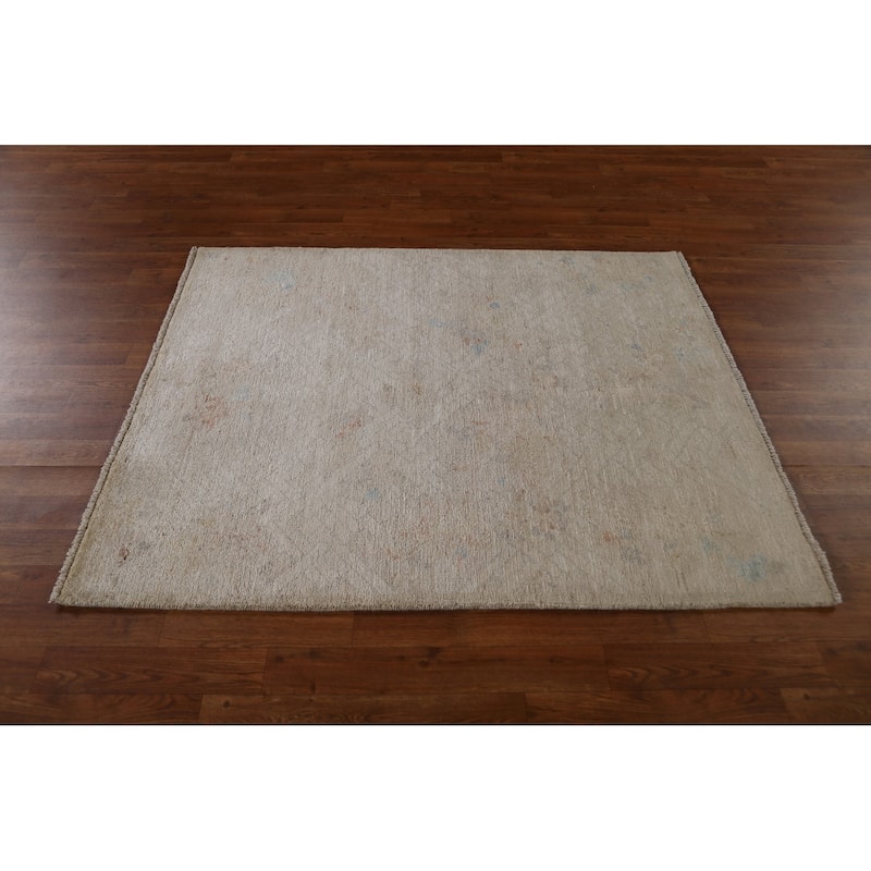 Muted Oushak Turkish Oriental Area Rug Wool Hand-knotted Foyer Carpet - 3'10" x 4'10"