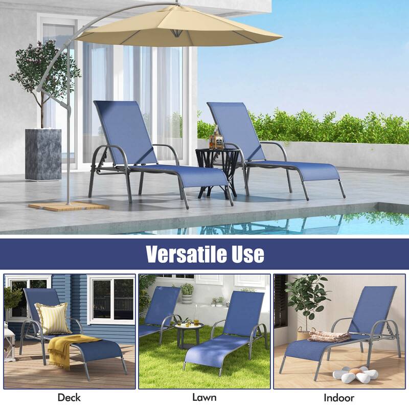 Costway Patio Lounge Chair Chaise Adjustable Reclining Armrest