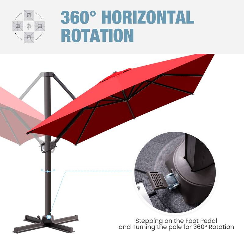 VredHom 10x13FT Patio Cantilever Umbrella Outdoor Offset Umbrella 360-Degree Rotation