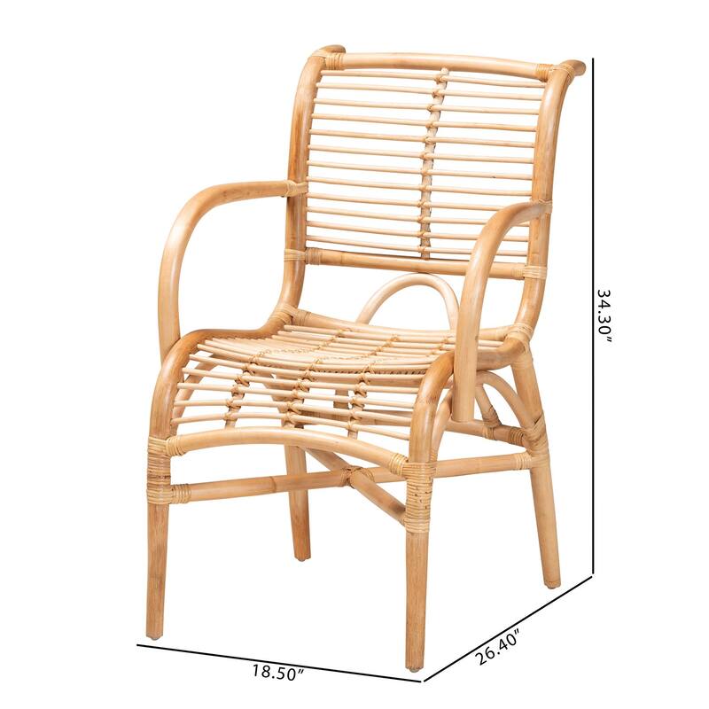 bali & pari Seminyak Modern Bohemian Natural Rattan Lounge Chair