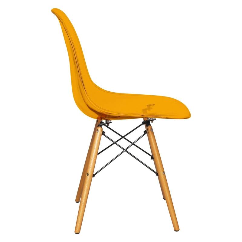 Cresco Acrylic Accent Banquet Side Dining Chair in Solid Beech Wood Legs for Indoor Outdoor Home Office Living Room & Kitchen