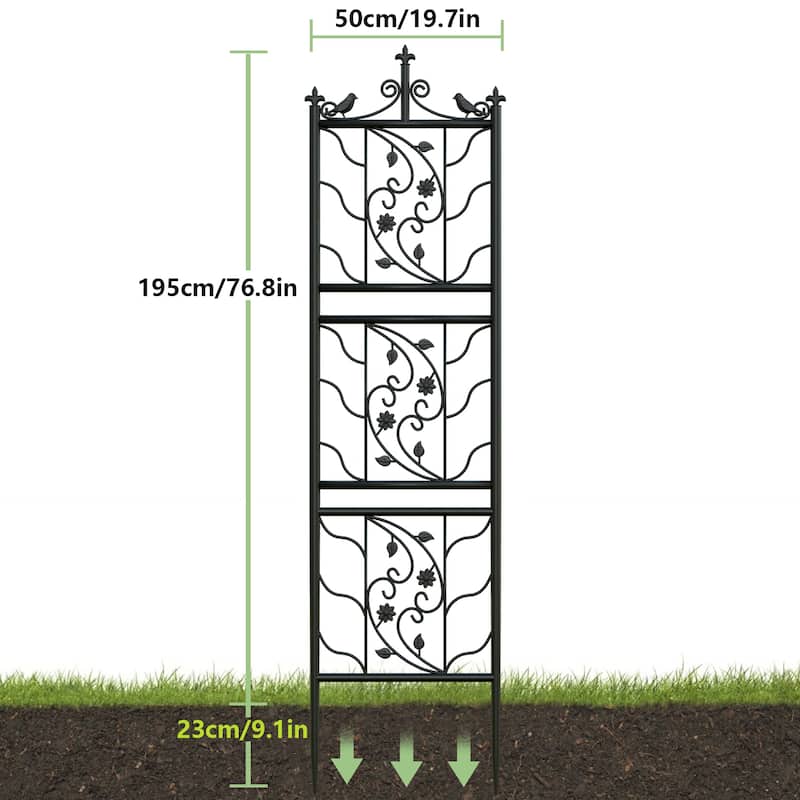 Black Iron Garden Wall Trellis Plant Climbing (Set of 2)