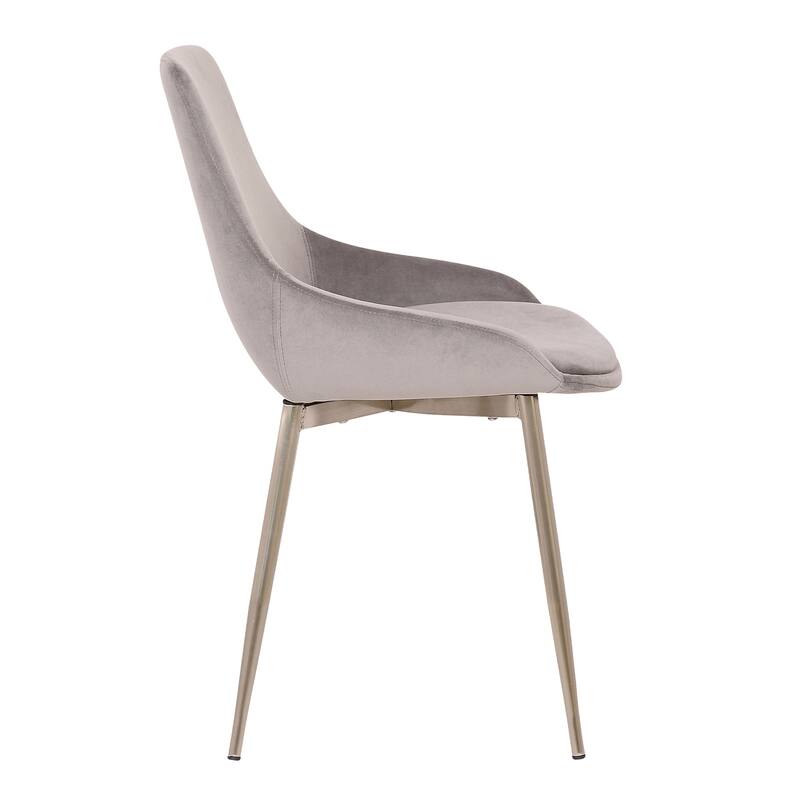 Velvet Accent Dining Chair - Grey Upholstered Side Chair - Modern Comfort Seating