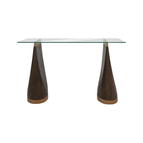 Shop 50 Clear Glass In Brown Castle Finish Solid Mahogany Base Shampoo Console Table Overstock 29157188