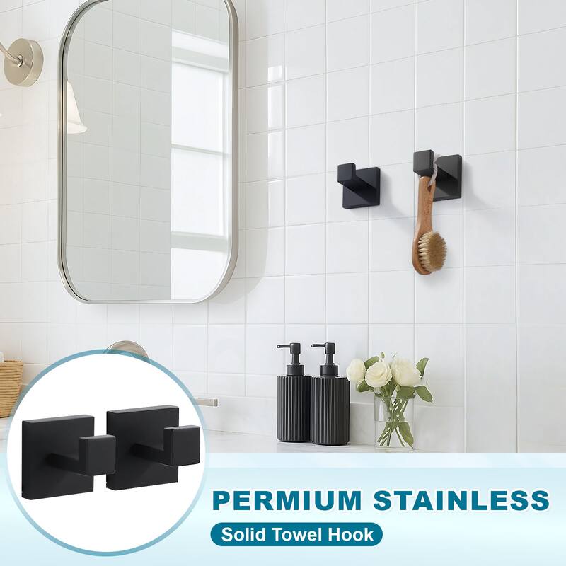 WOWOW J-Hook Wall Mount Robe/Towel Hook 2PCS