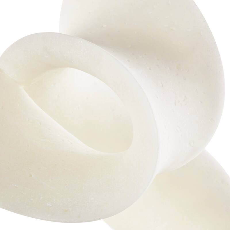 White Polystone Twisted Wave Abstract Decorative Sculpture with Elevated Base