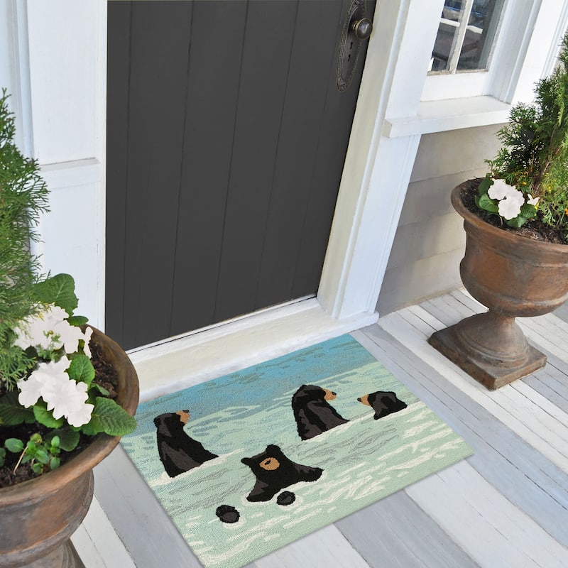 Liora Manne Frontporch Bathing Bears Indoor/Outdoor Rug - 2'6" x 4'