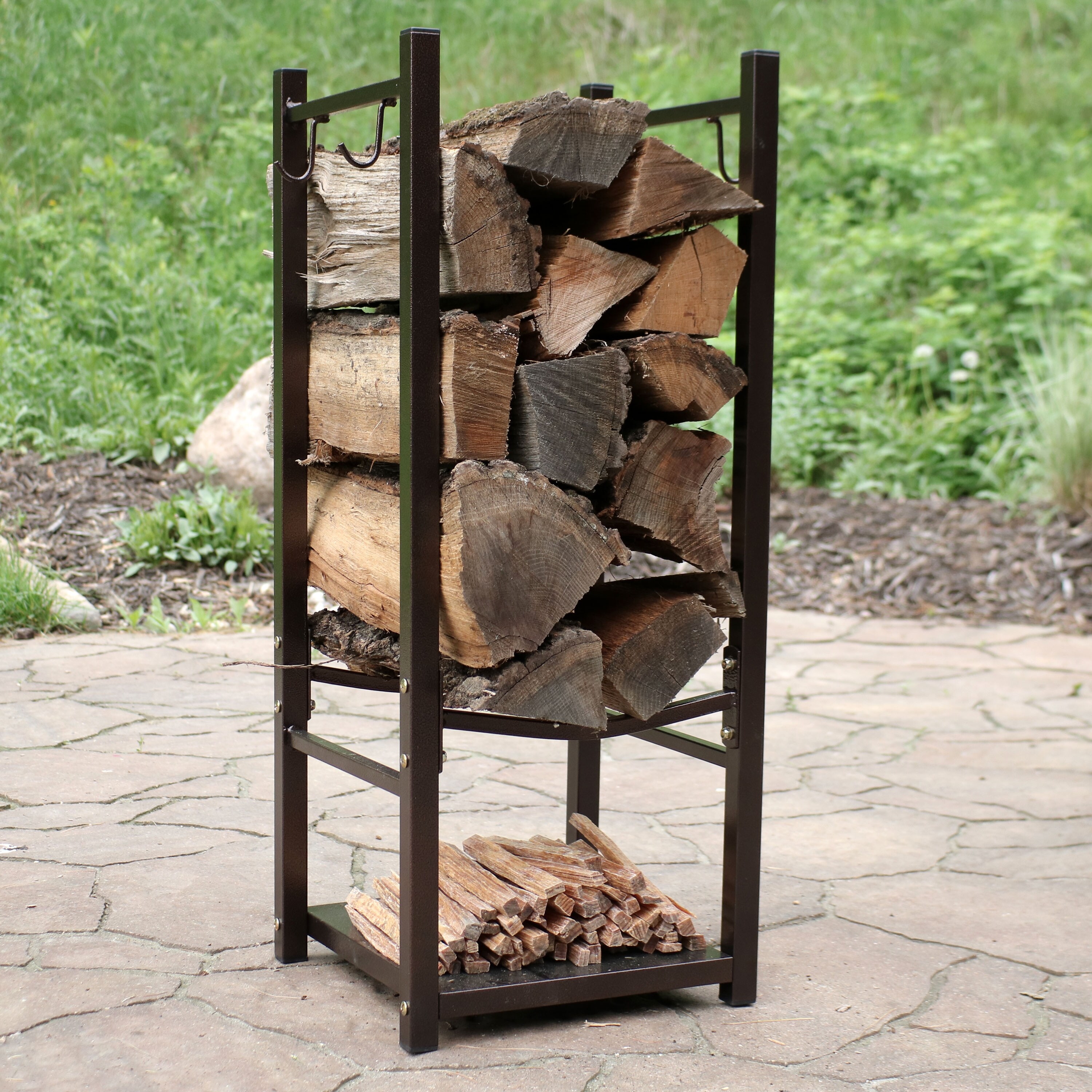 Shop Sunnydaze Indoor Outdoor Firewood Fireside Log Rack With Tool