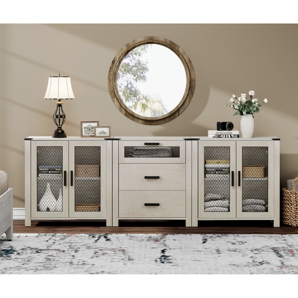 WAMPAT TV Stand set with Drawers for ups to 85 inch TV,Storage Cabinets with Adjustable Shelf - 1 Pack