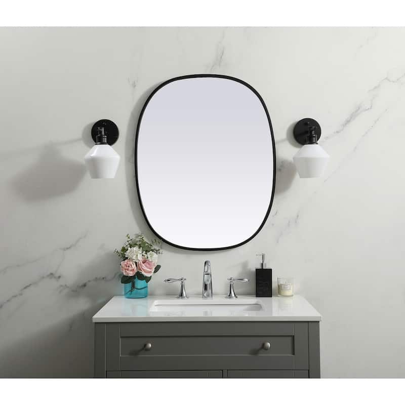 Indigo Home Metal Frame Oval Mirror 24x30 Inch