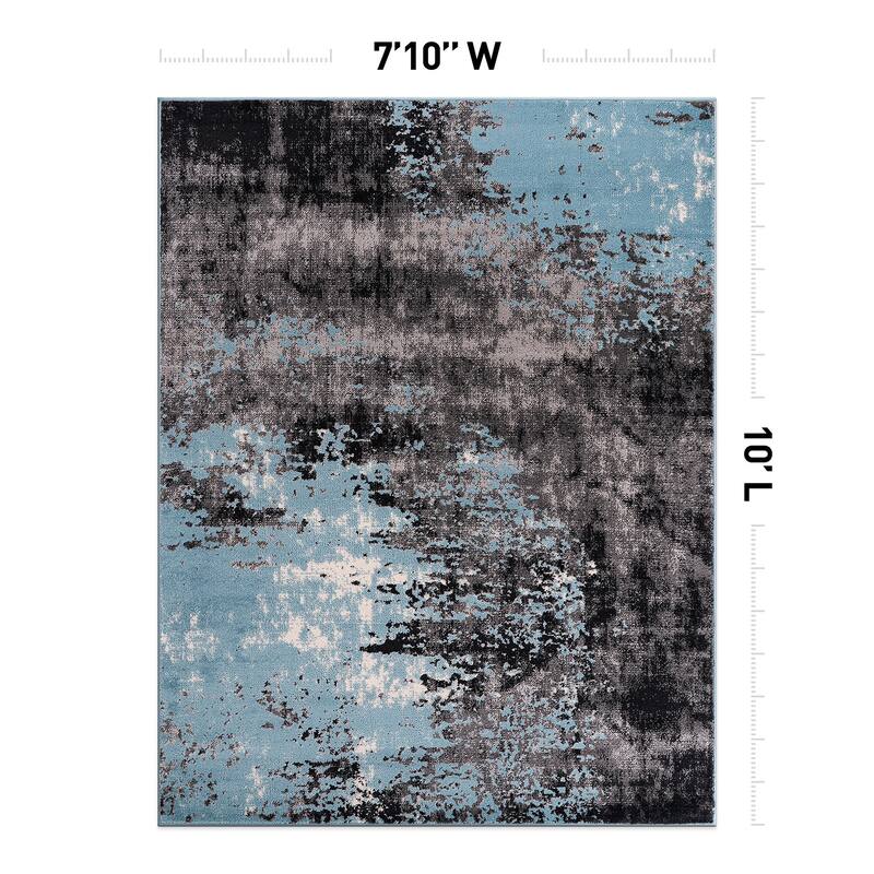 World Rug Gallery Contemporary Abstract Splash Blue Area Rug