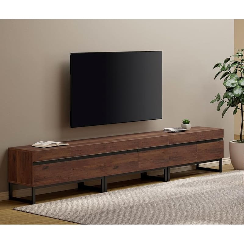 WAMPAT Modern TV Stand with Storage Cabinets, Wood Entertainment Center Media Console Table with Metal Legs for Living Room