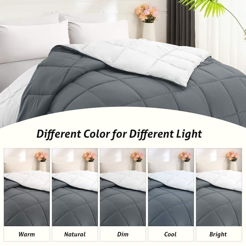 JEAREY Ultra-Lightweight Reversible All-Season Comforter, Cooling Down Alternative Duvet Inserts