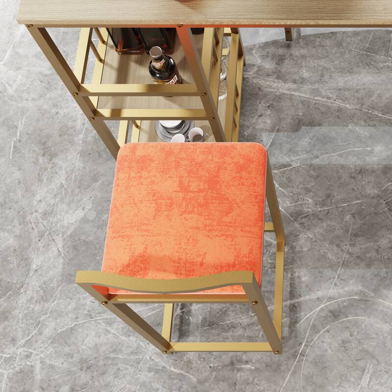 Bar table and chair five piece set, frame, multi-layer tabletop, chair cushion and backrest made of sponge