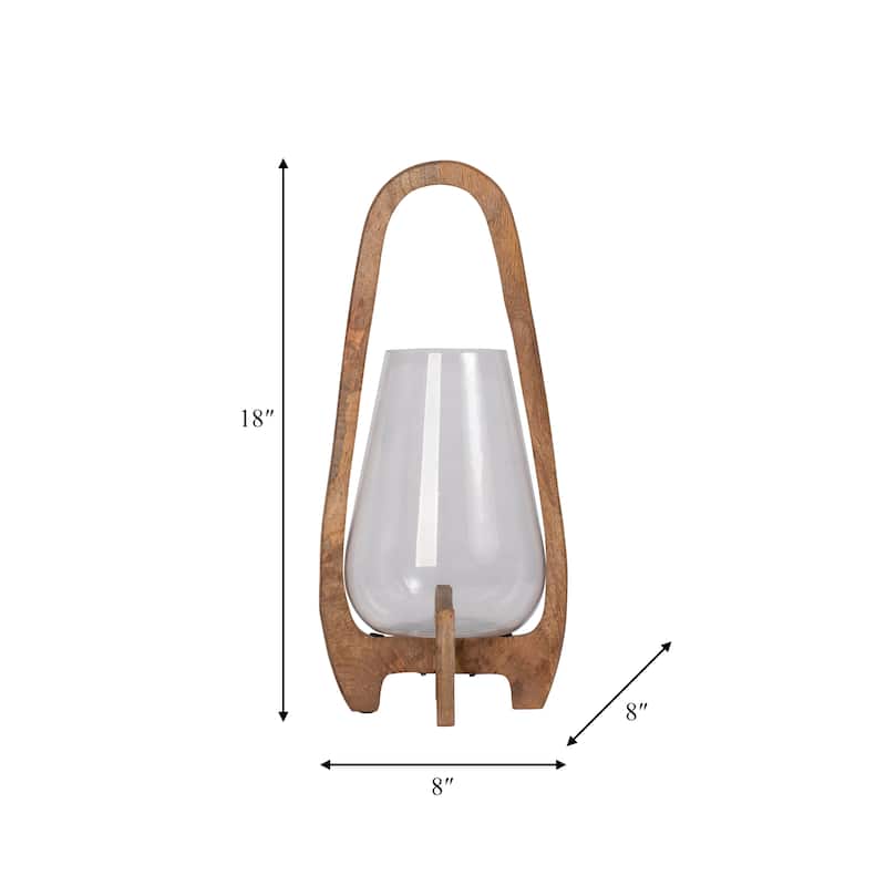 Sagebrook Home Modern Crafted Glass and Wood Lantern