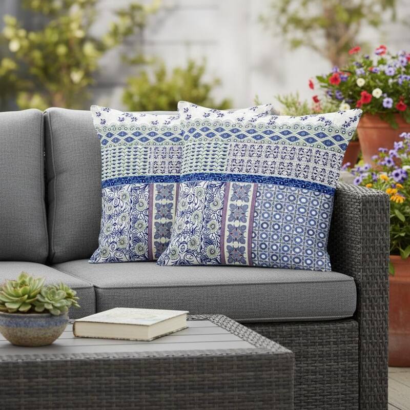 HomeRoots Set of Two 16" X 16" Pink and White Blown Seam Floral Indoor Outdoor Throw Pillow - 16.00' X '16.00' X '5.00 - Pink/White - 16.00' X '16.00' X '5.00